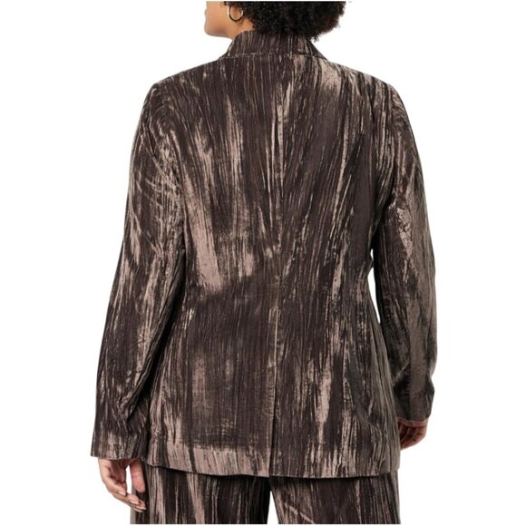 Women’s Velvet Textured Brown Blazer Jacket Size L - Picture 2 of 4